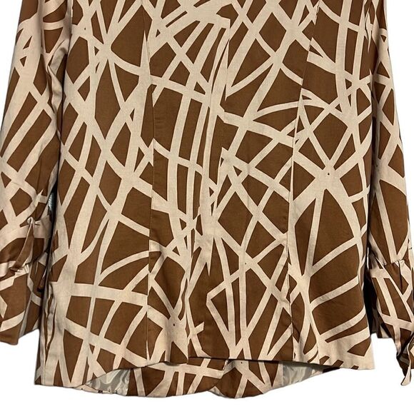 Woman's Blazer Jacket Size 14 Metrostyle Brown Tan Button Front Faux Pockets - Picture 7 of 9